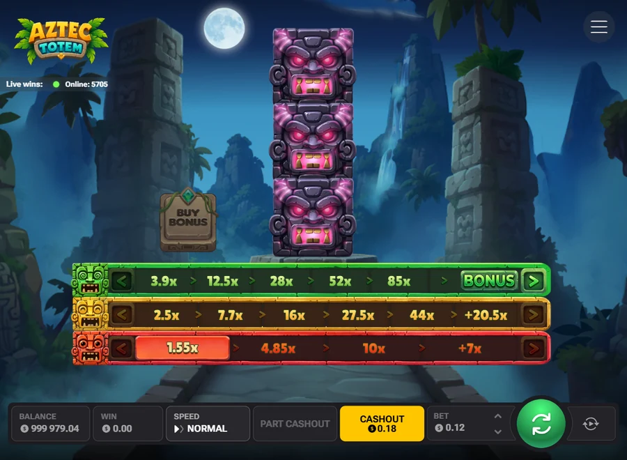Aztec Totem three black heads burn the multiplier night