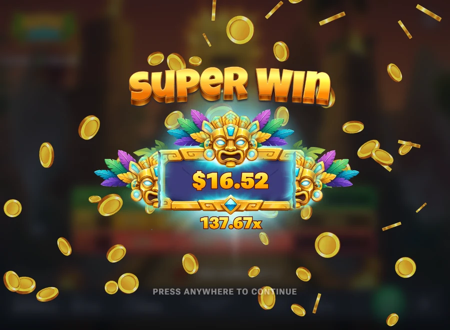 Aztec Totem super win screen 137.67x bonus result
