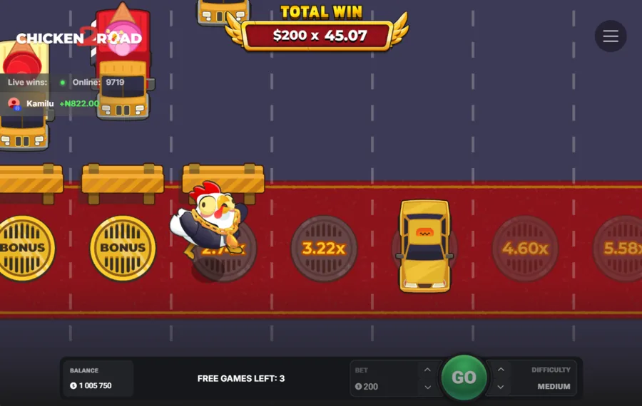 Chicken Road 2 Bonus free games accumulating a 45.07x total win multiplier