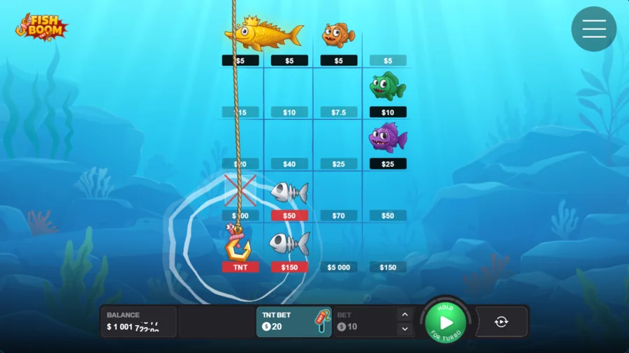 Fish Boom hook dropping onto a cell to decide the round
