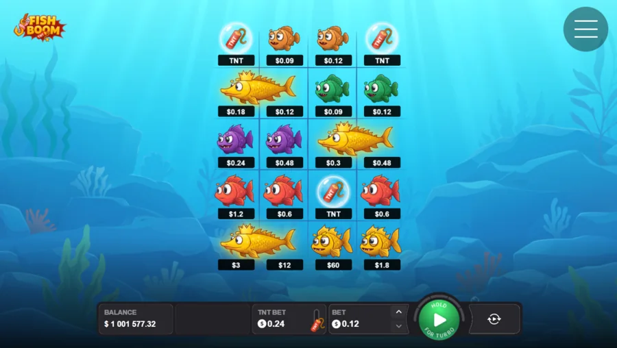 Fish Boom 4x5 grid of fish values and TNT cells