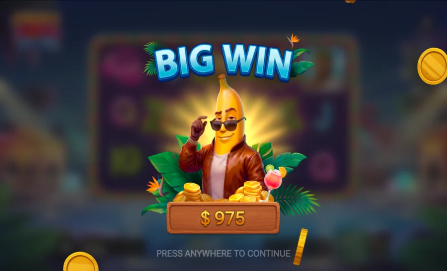 Fruit Love Fever Big Win with the banana character