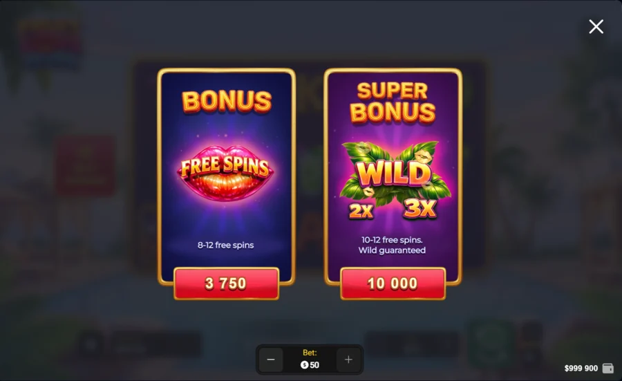Fruit Love Fever Buy Bonus menu with Bonus and Super Bonus options