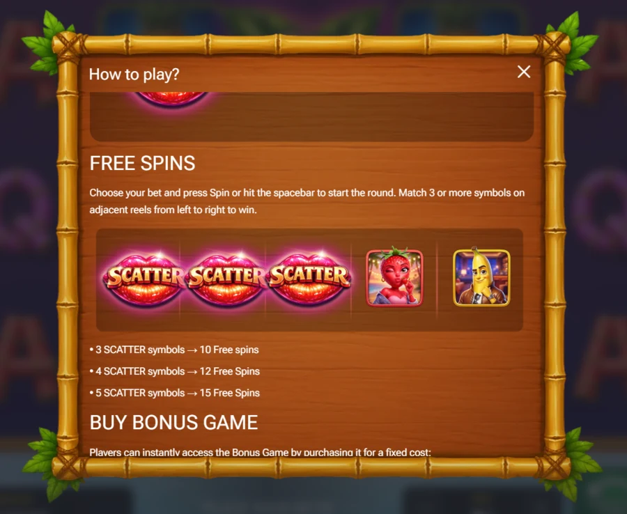 Fruit Love Fever free spins rules and scatter counts