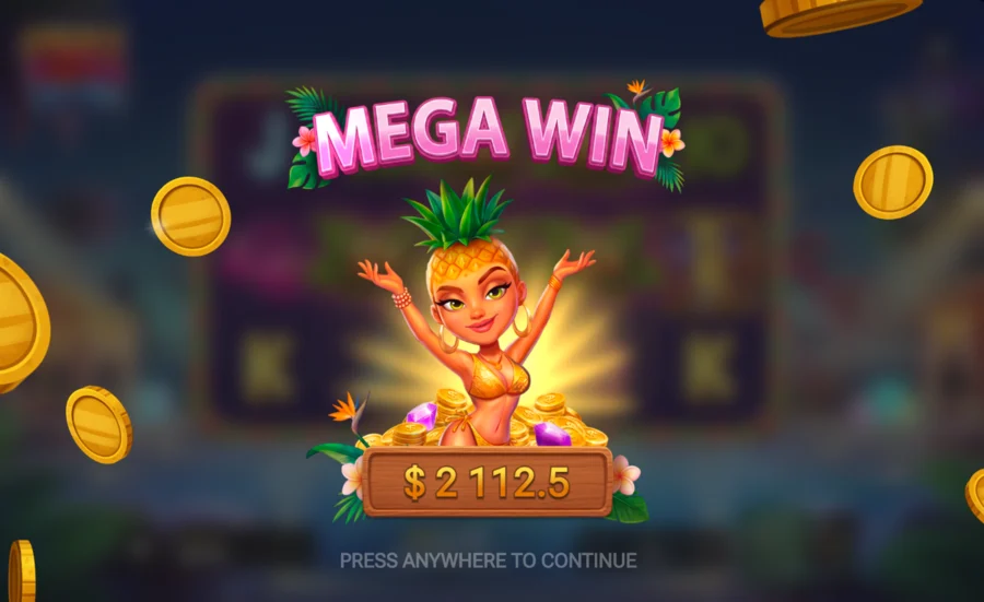 Fruit Love Fever Mega Win with the pineapple character