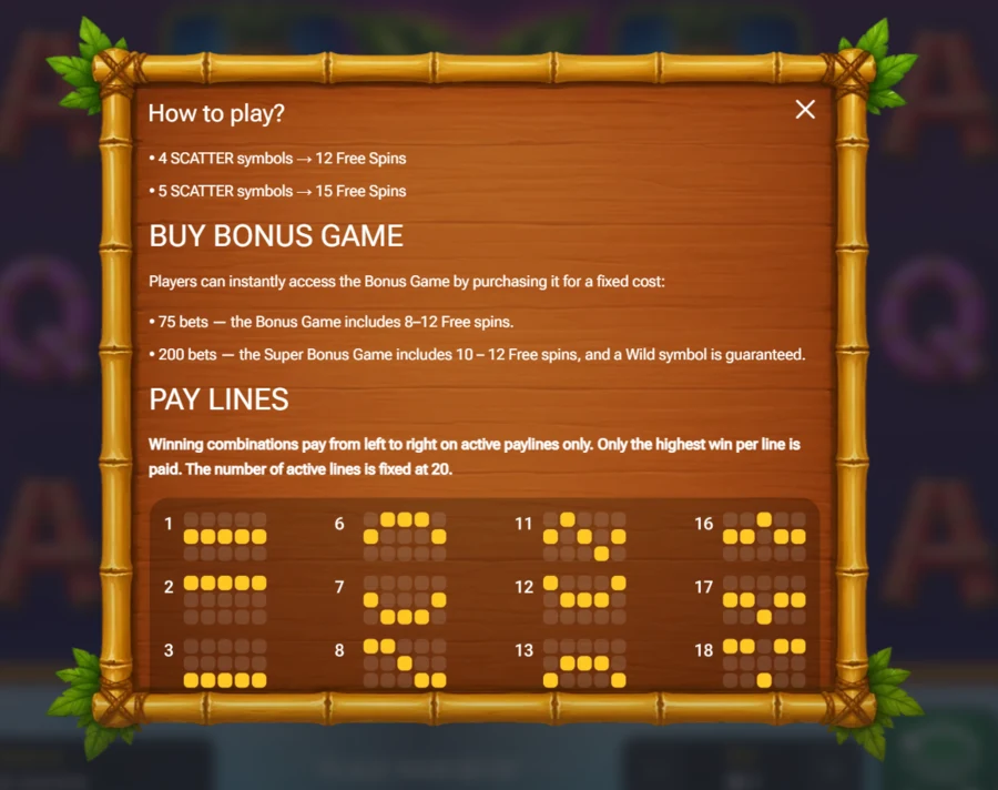 Fruit Love Fever paylines and bonus buy rules