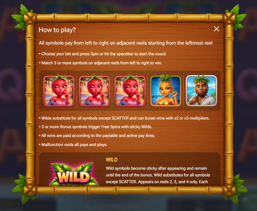 Fruit Love Fever how to play rules screen