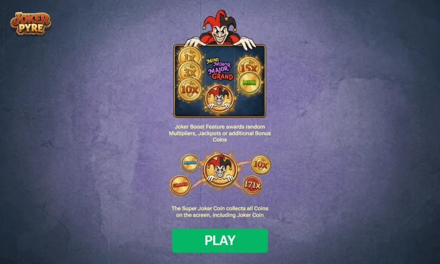 Joker Pyre Joker Boost and Super Joker Coin feature panel