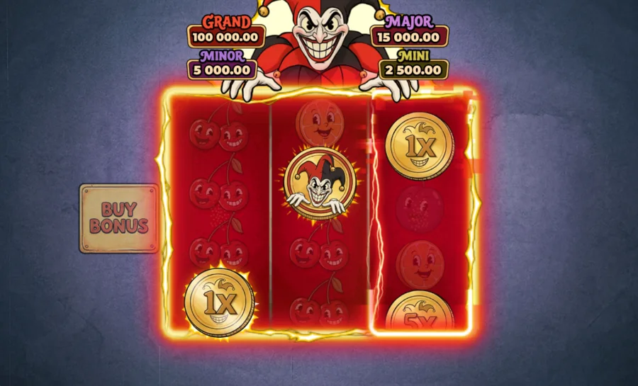 Joker Pyre Hold and Win bonus with locked coins on the reels