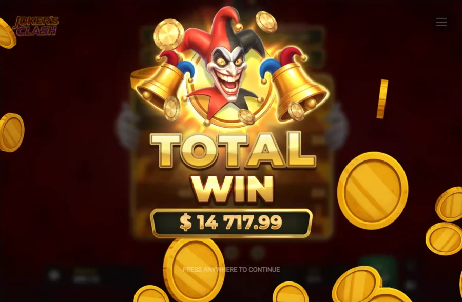 Jokers Clash Super Bonus total win of 14717 after a bought collect round