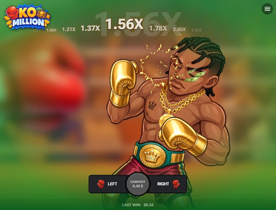 KO Million boxing crash game punch landing multiplier