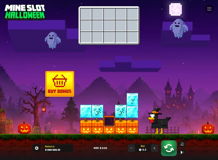 Mine Slot Halloween bonus result $9.92 win screen