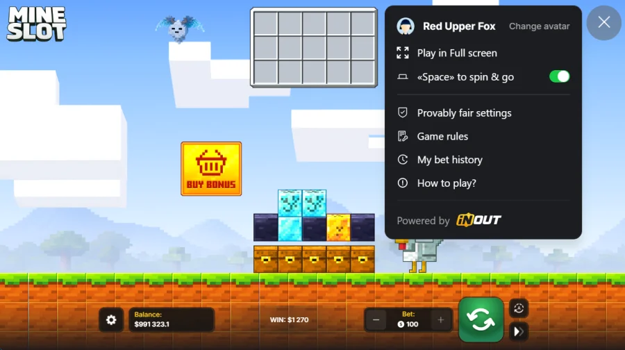 Mine Slot provably fair settings and game rules