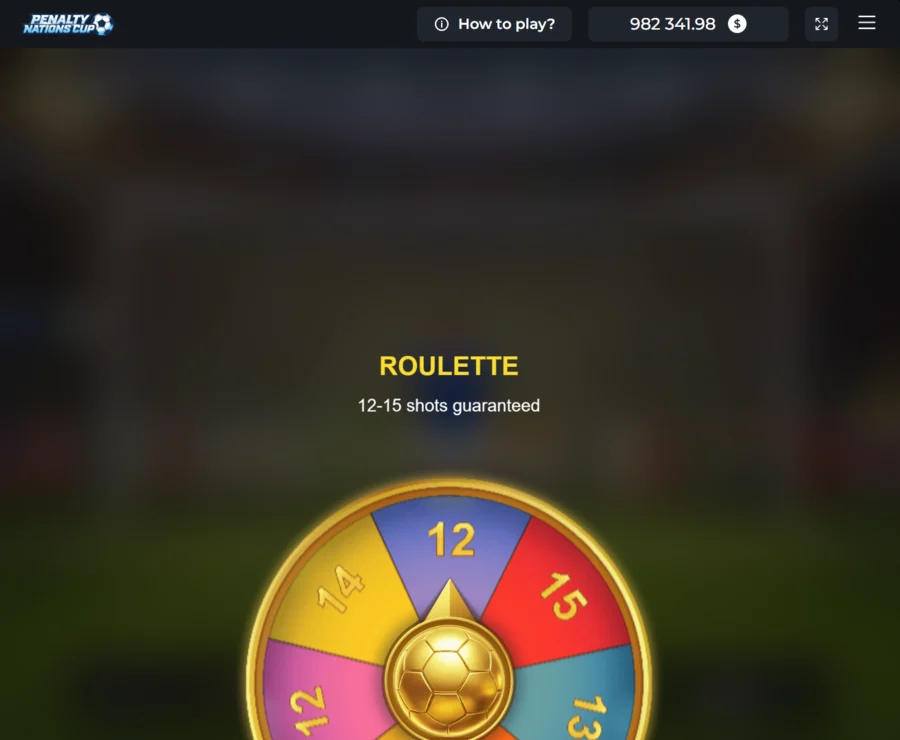 Penalty Nations Cup bonus roulette with 12-15 shots guaranteed