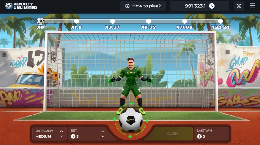 Penalty Unlimited board with shot aim and multipliers