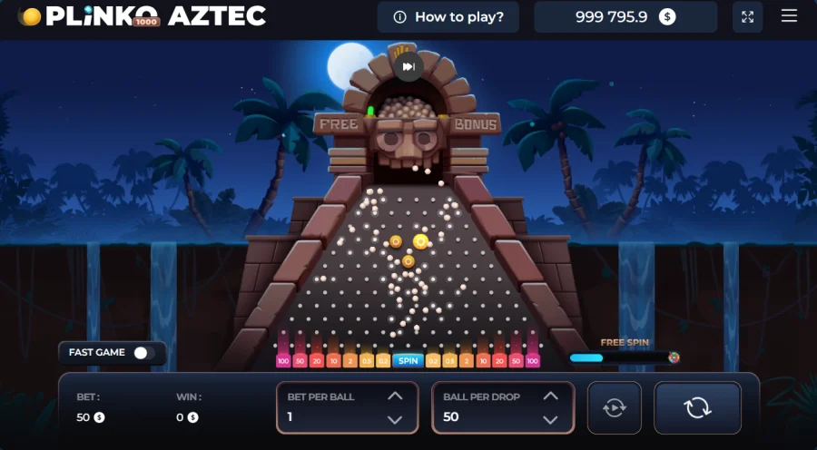 Aztec Plinko multi-ball drop down the pyramid