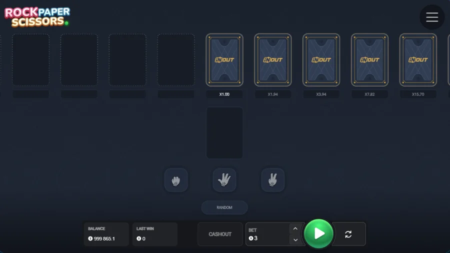 Rock Paper Scissors crash game board and hand choices