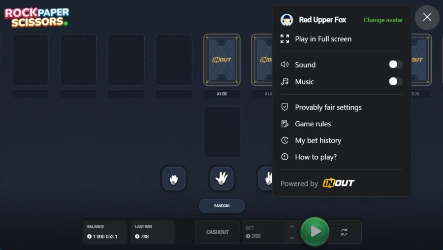 Rock Paper Scissors provably fair settings and rules