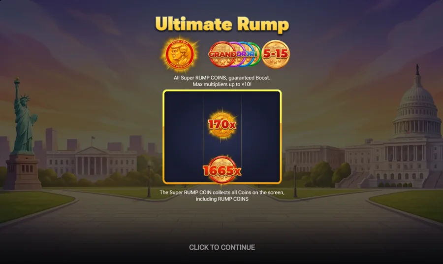 Ultimate Rump bonus buy intro in Rump and Friends - all Super Rump Coins with guaranteed Boost and multipliers up to 10x
