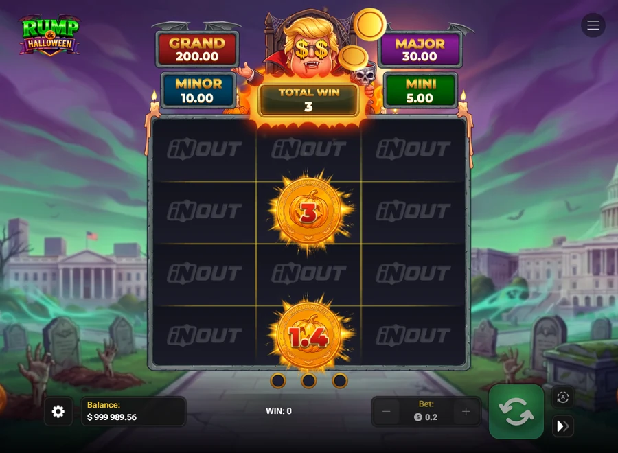 Rump And Halloween bonus grid jackpot coins and values