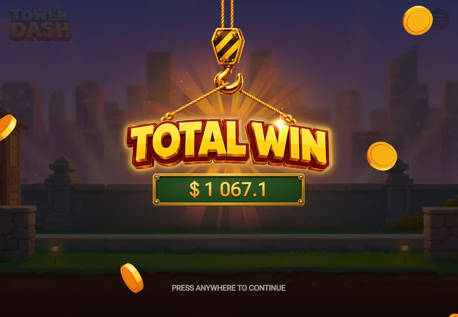 Tower Dash Build Your City free spins total win