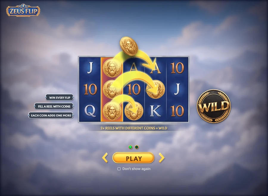 Zeus Flip intro slide coin flip explained