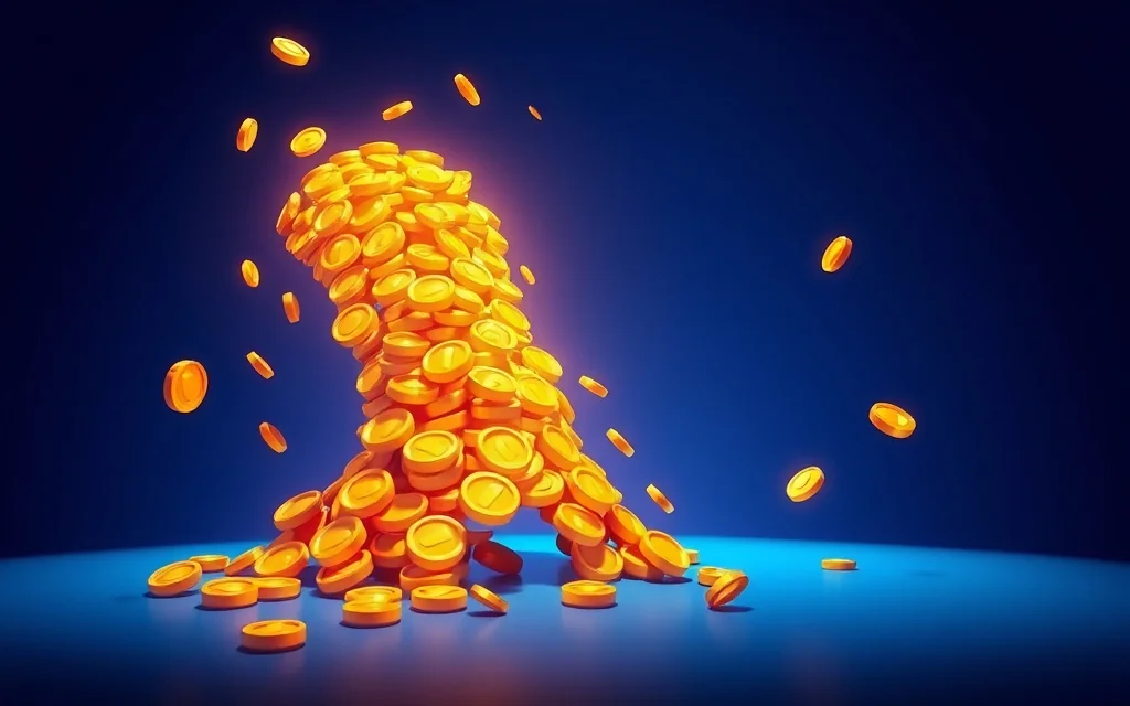 Upward crash game curve made of glowing coins