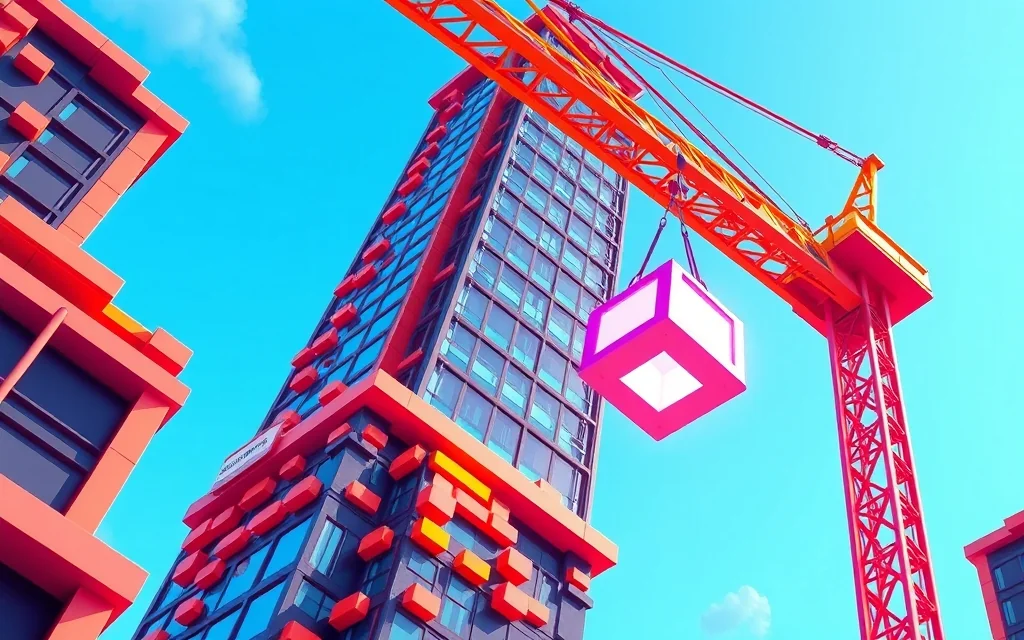 Derek menjatuhkan balok ke menara balok tinggi