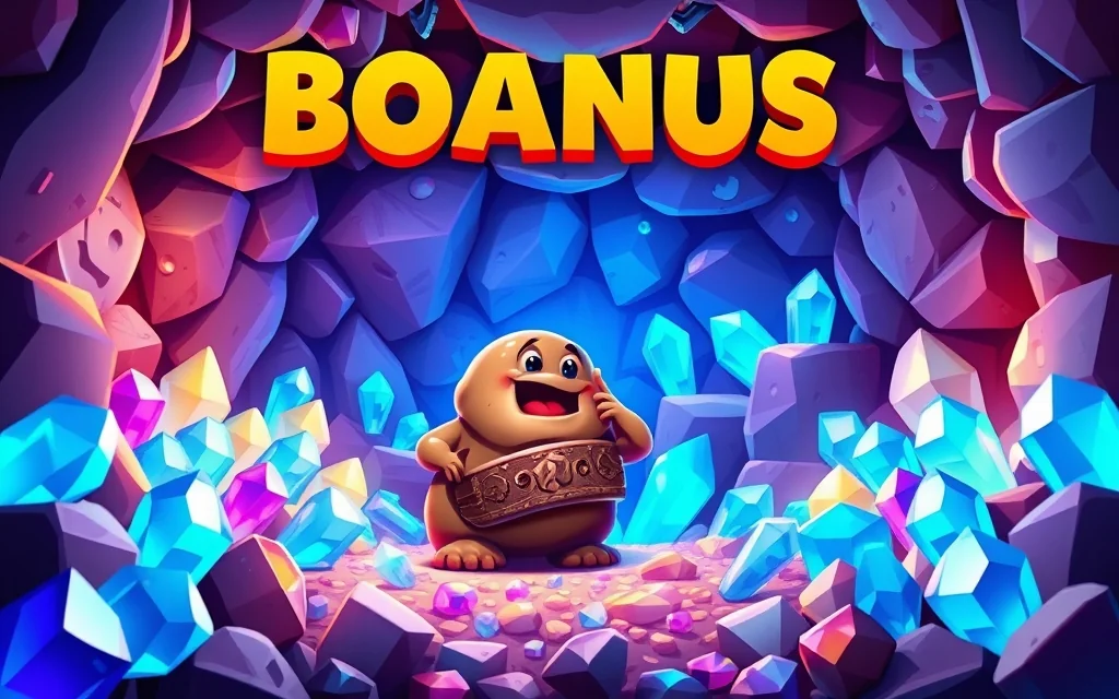 Krtek horník mezi krystaly v jeskyni bonus
